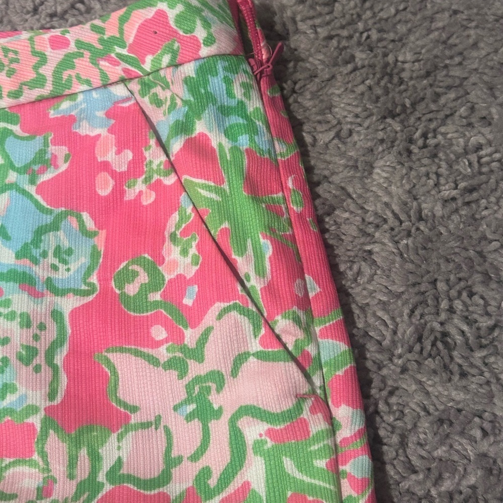 Lilly Pulitzer Pink Green Adie Side Zip Shorts 4 - Picture 5 of 6